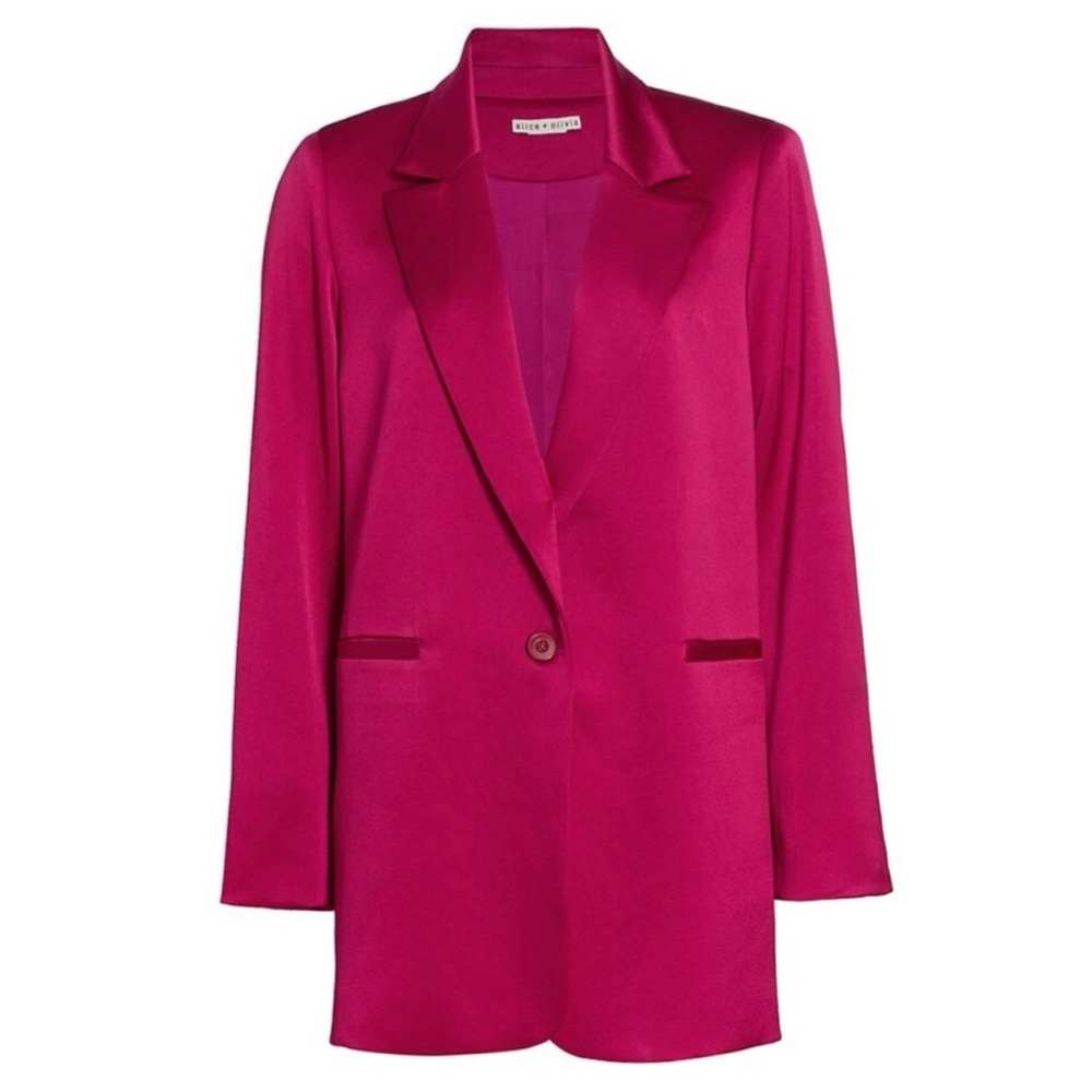 COPY - Alice + Olivia Denny Long Satin Blazer